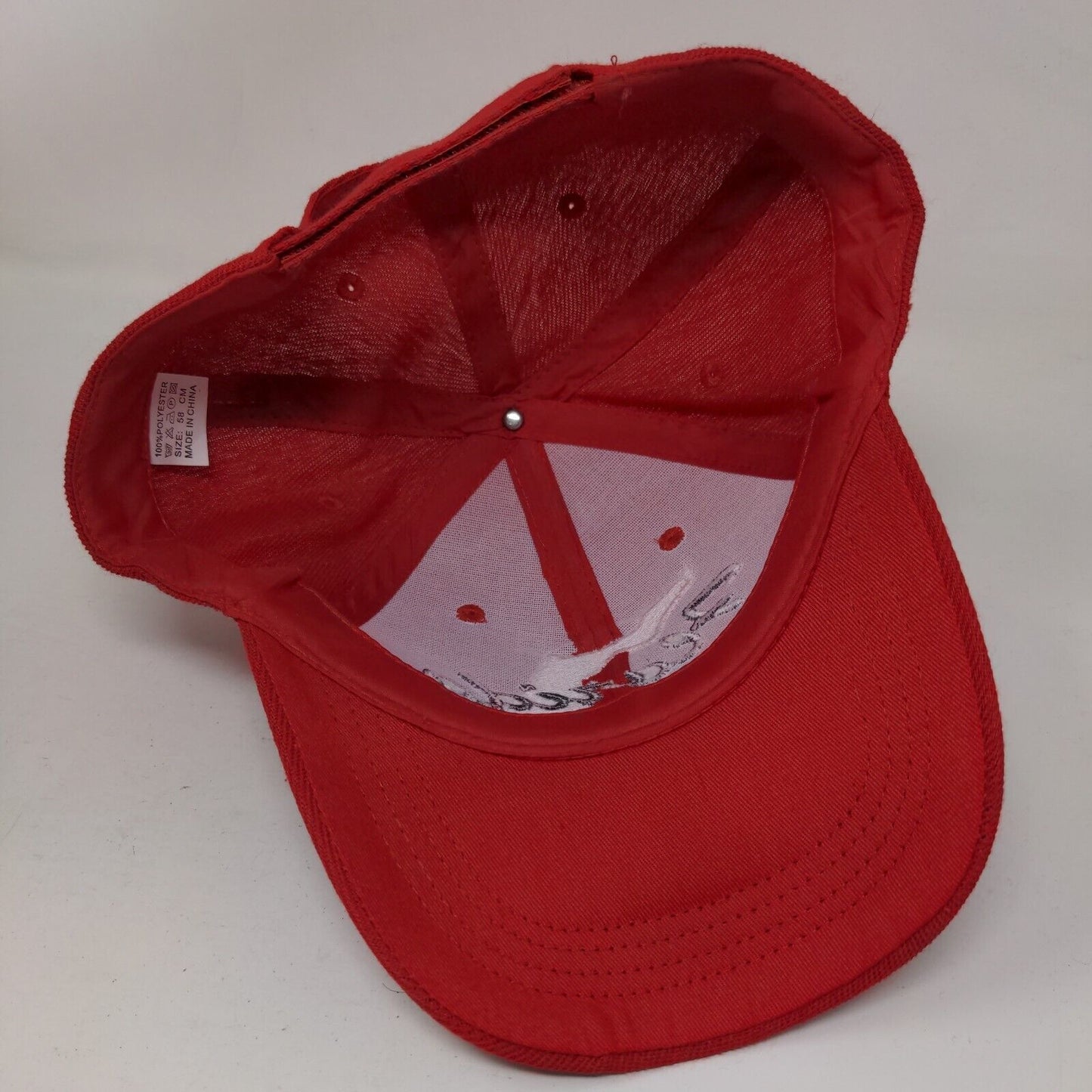 Florida Strapback Hat Red 58 cm Adjustable Embroidered Vented Holes 6 Panel