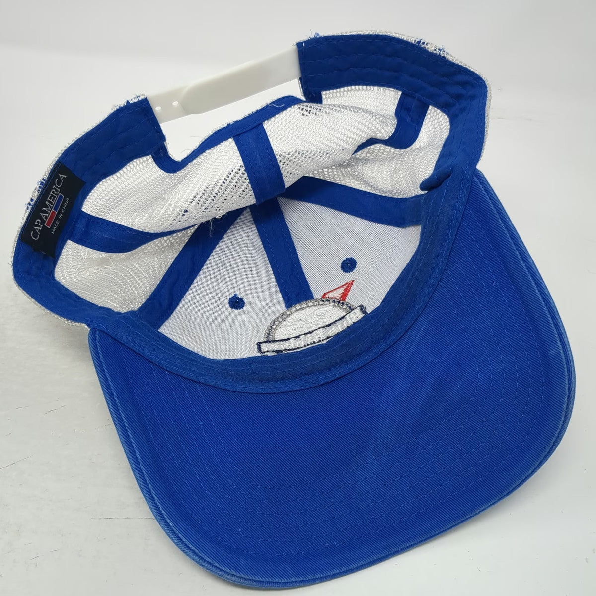 Cap America Trucker Hat Blue One Size Pabst Blue Ribbon Beer Mesh Back Snapback