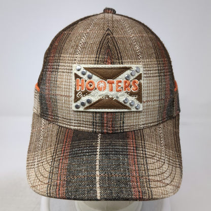 Hooters Brown Trucker Hat One Size Plaid Las Vegas Casino Hotel Snapback Hat