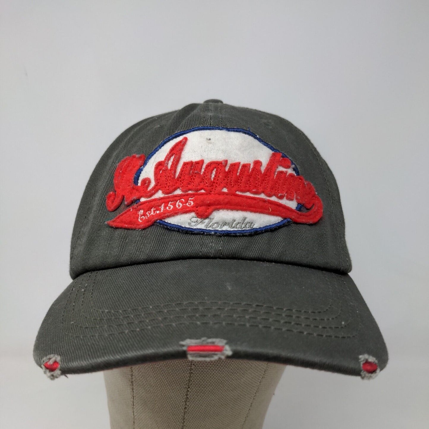 Lucky 777 Men's Strapback Hat Gray Adjustable Embroidered St. Augustine FL