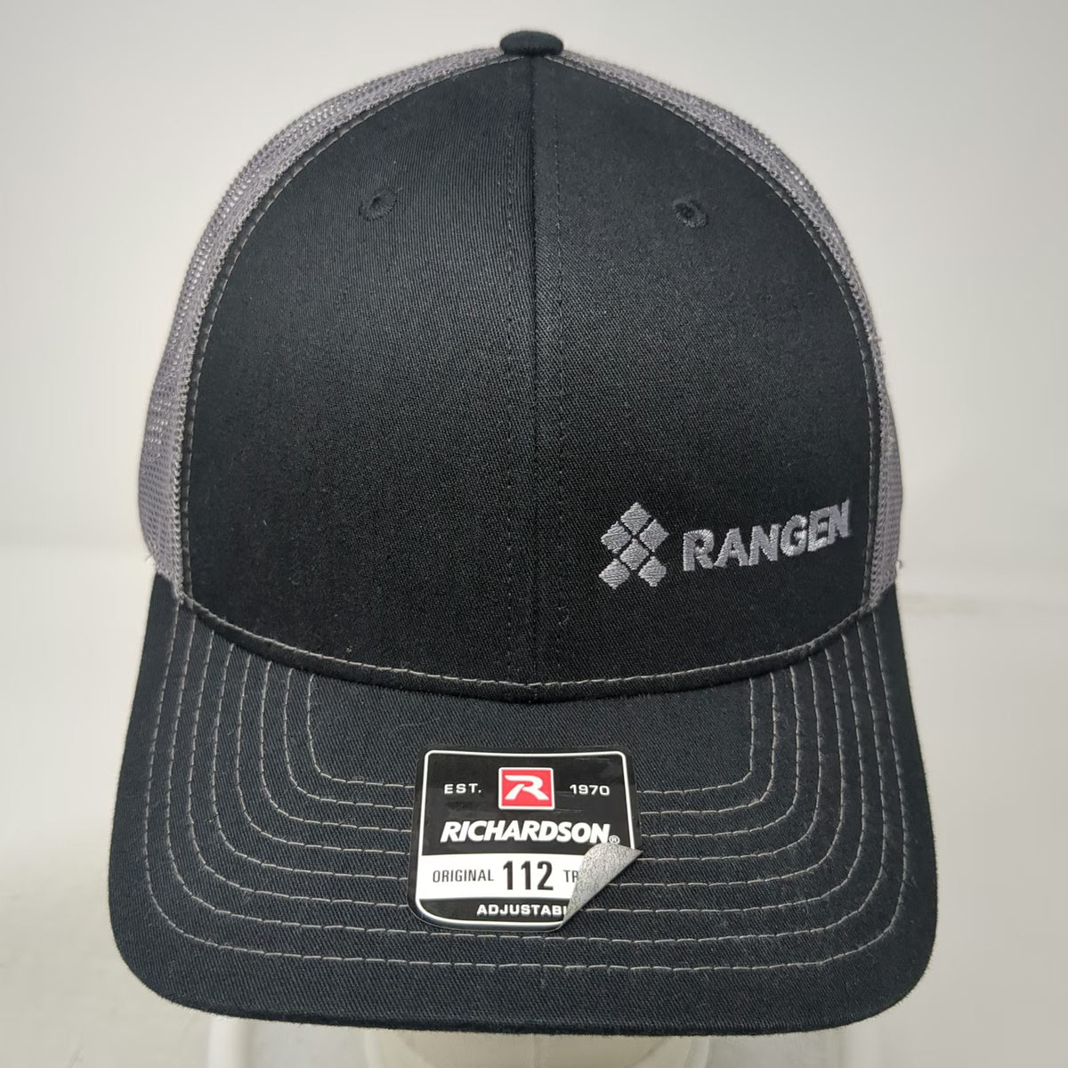 Richardson Trucker Hat Black One Size Rangen Logo Mesh Back Snapback Adjustable