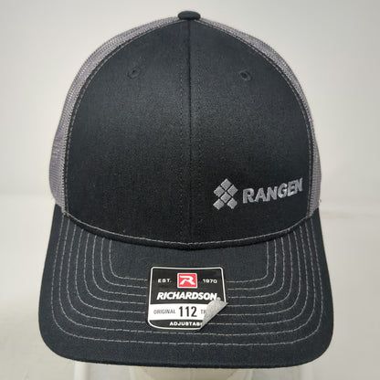 Richardson Trucker Hat Black One Size Rangen Logo Mesh Back Snapback Adjustable