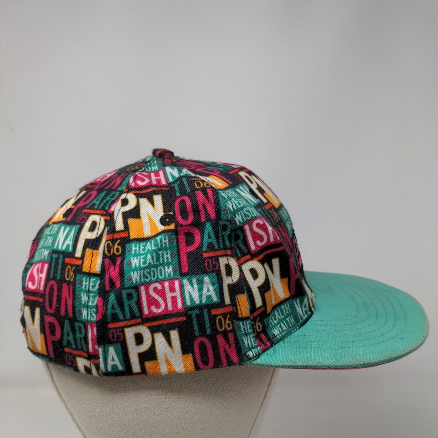 Parish Health Wealth Wisdom Snapback Hat Multicolor OSFM Graphic Print Polyester