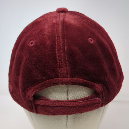 Microfur Baseball Cap Red One Size Plush Fuzzy Fleece Strapback Warm Soft Hat