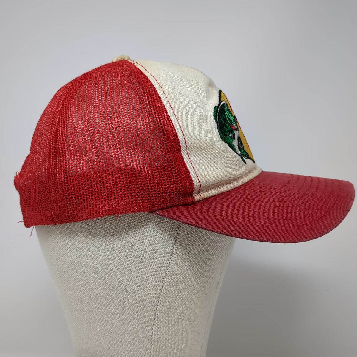 Bass Pro Shops Trucker Hat Red Beige One Size Mesh Back Snapback Bass Fish Logo