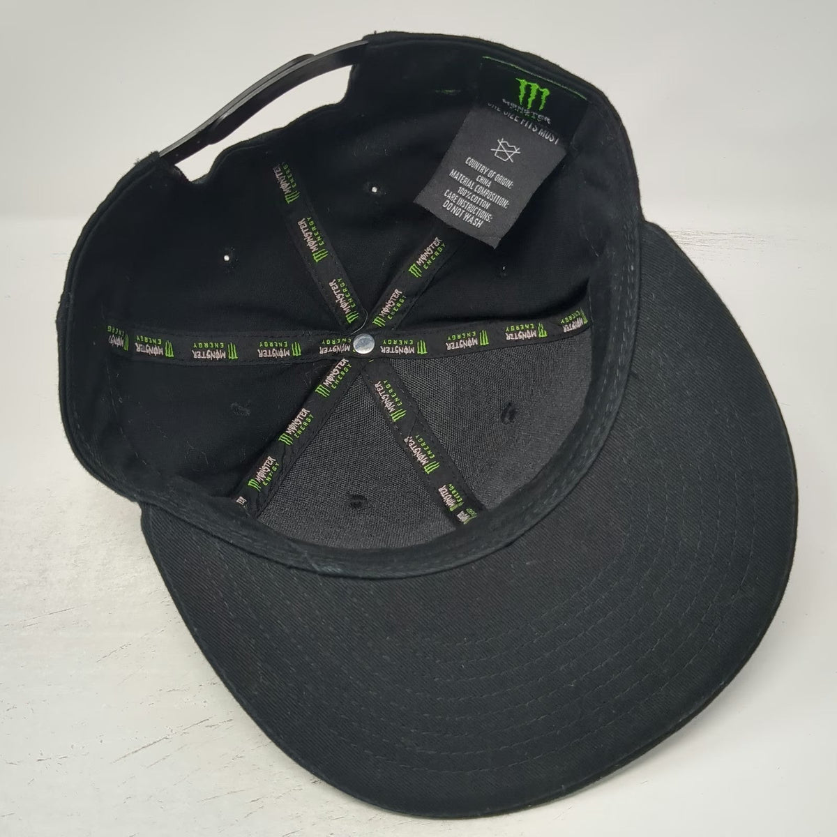 Monster Energy Snapback Black Hat One Size Embroidered Claw Logo Cotton