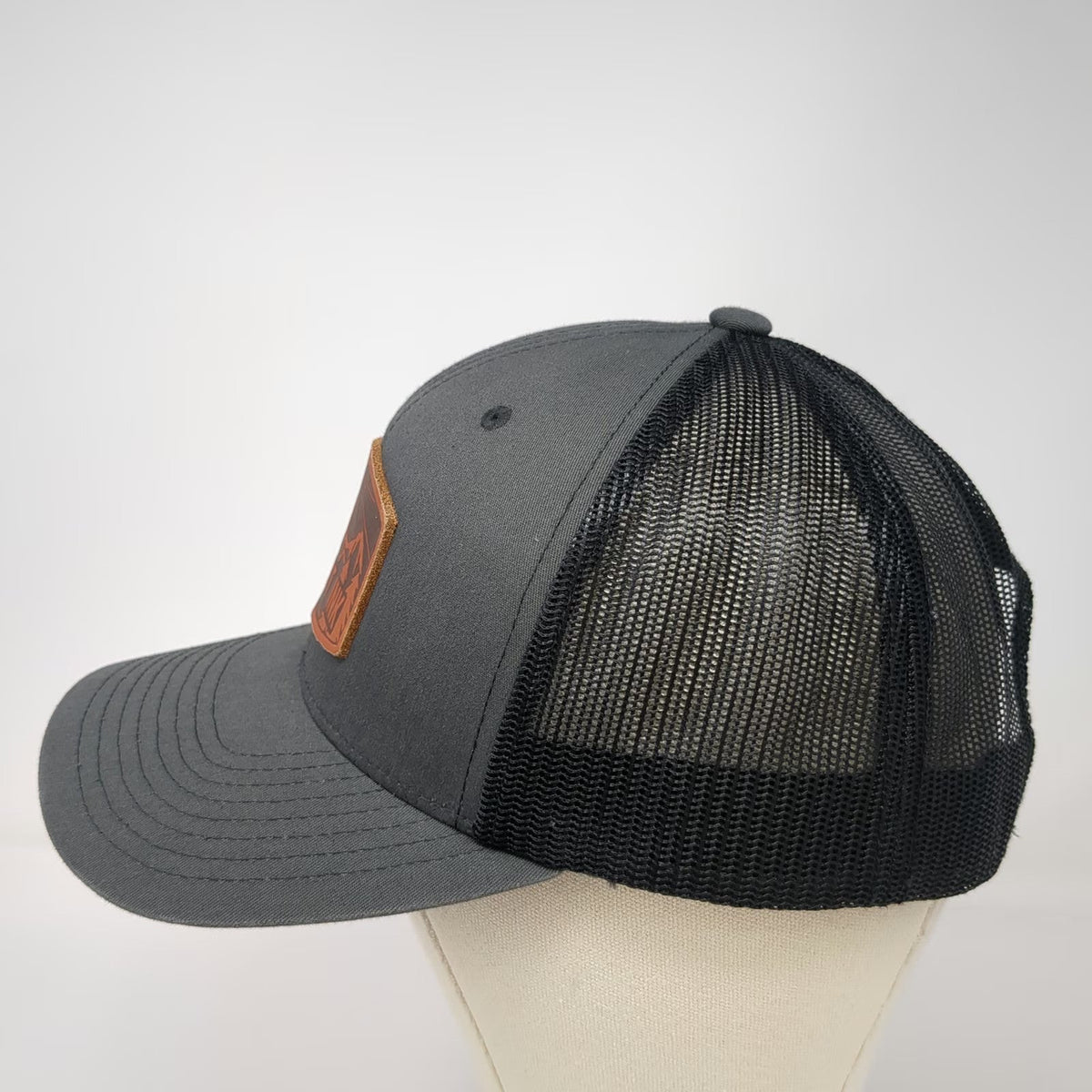 Yupoong Deviant Ink Trucker Hat Gray One Size Snapback Mesh Back Mountain Patch