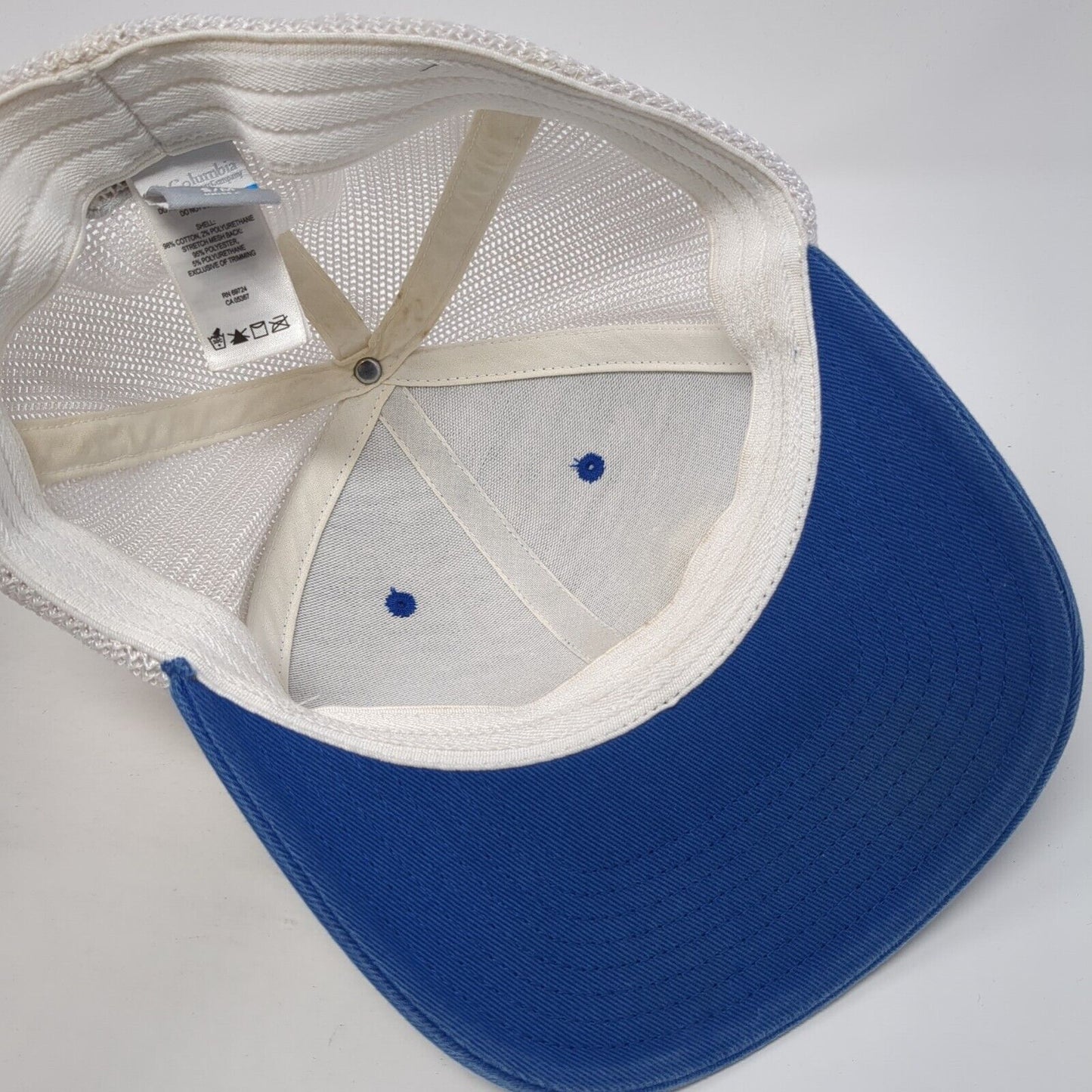 Columbia PFG Fitted Trucker Hat Blue Medium Mesh Back Stretch USA Flag