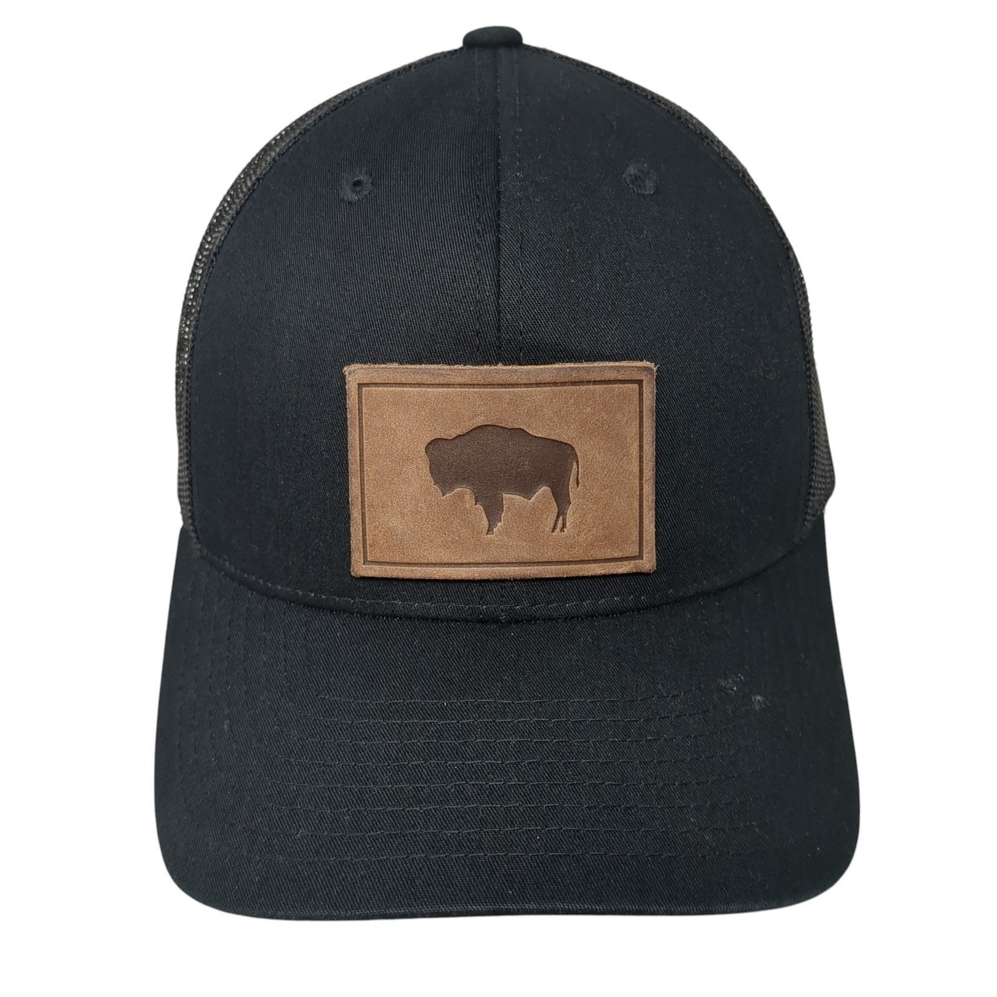 Wyoming Buffalo Patch Snapback Trucker Hat Black One Size Mesh Back