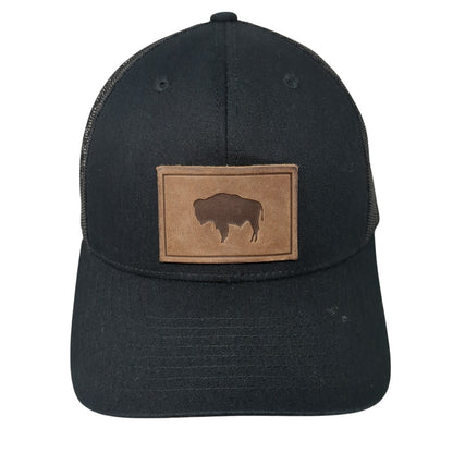 Wyoming Buffalo Patch Snapback Trucker Hat Black One Size Mesh Back