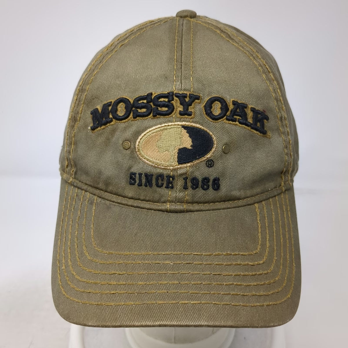 Mossy Oak Baseball Cap Brown One Size Contrast Stitching Adjustable Logo Hat