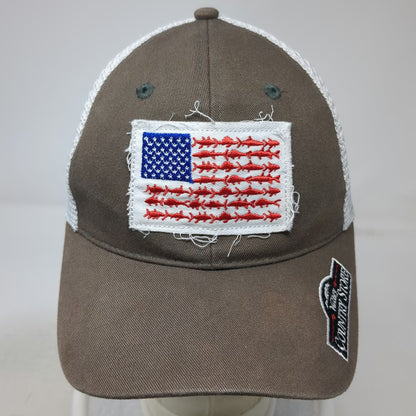 Valley Country Store Baseball Cap Gray L Mesh Fish American Flag Fitted Hat