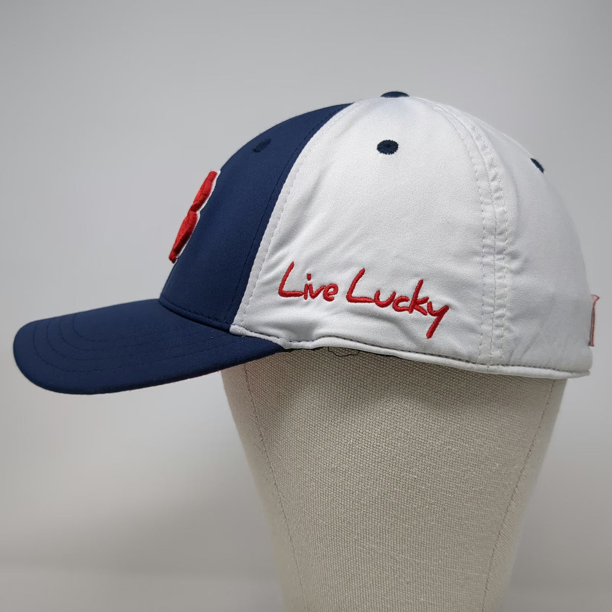 Black Clover Baseball Cap Blue White Red XL Topgolf Live Lucky Clover Logo Hat
