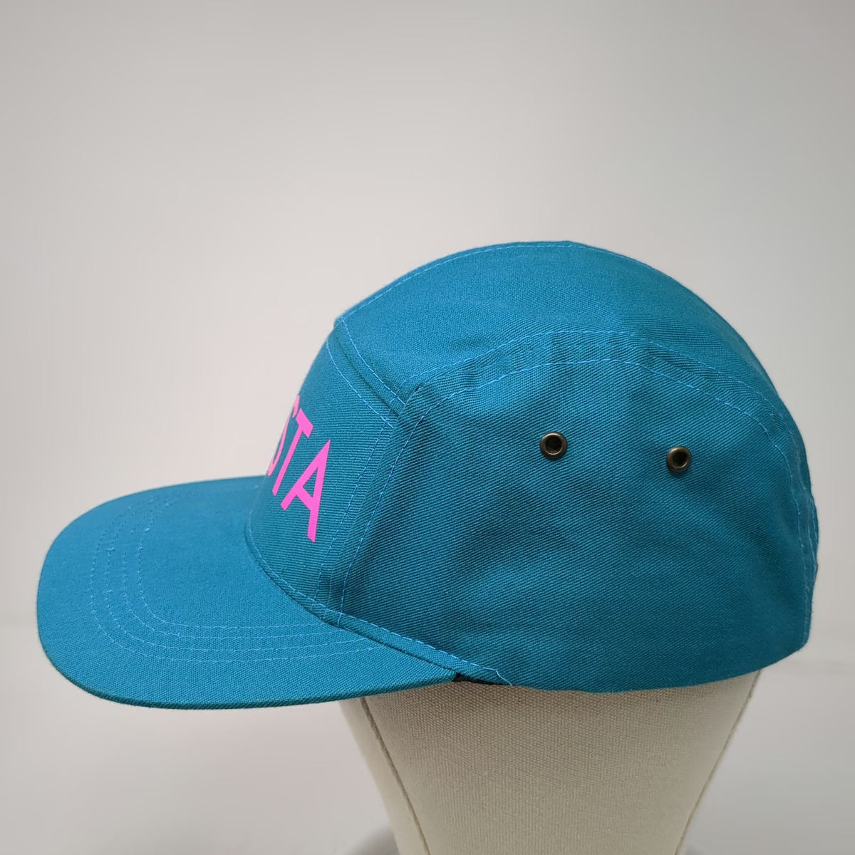 Pasta Ramen 5 Panel Blue Pink Hat One Size Slideback Graphic Text Underbrim