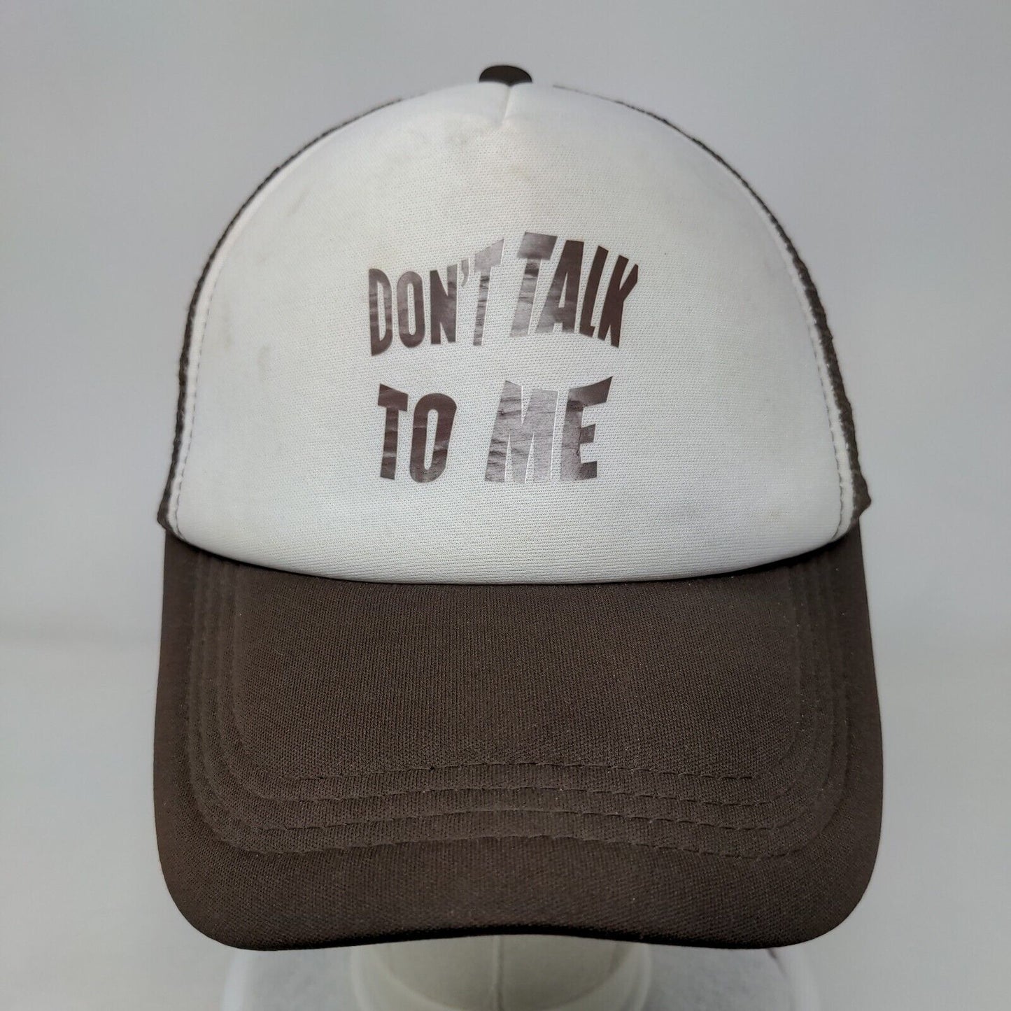 Don't Talk To Me Snapback Trucker Hat Brown One Size Adjustable Mesh Back