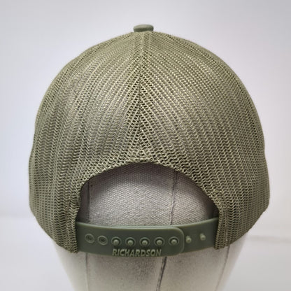 Richardson Trucker Hat Green One Size Leather Patch Mesh Back Snapback Farm Logo