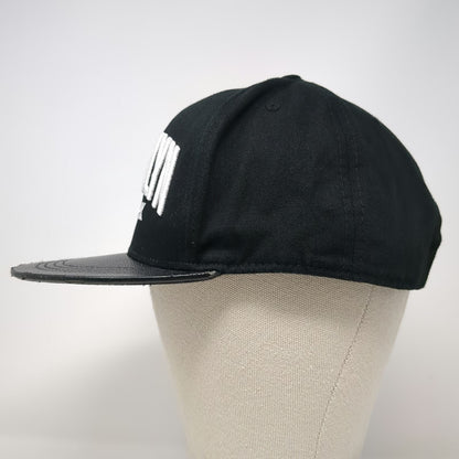 rue 21 Snapback Hat Black One Size Brooklyn New York Faux Leather Flat Brim