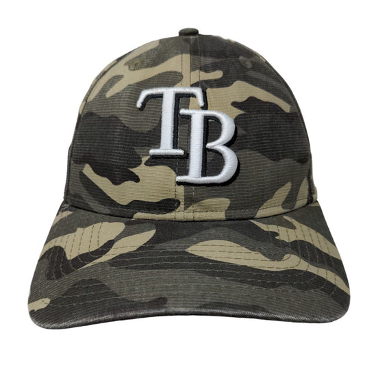 New Era Men's Fitted Hat Camo Size M-L Embroidered Tampa Bay Rays MLB 39Thirty