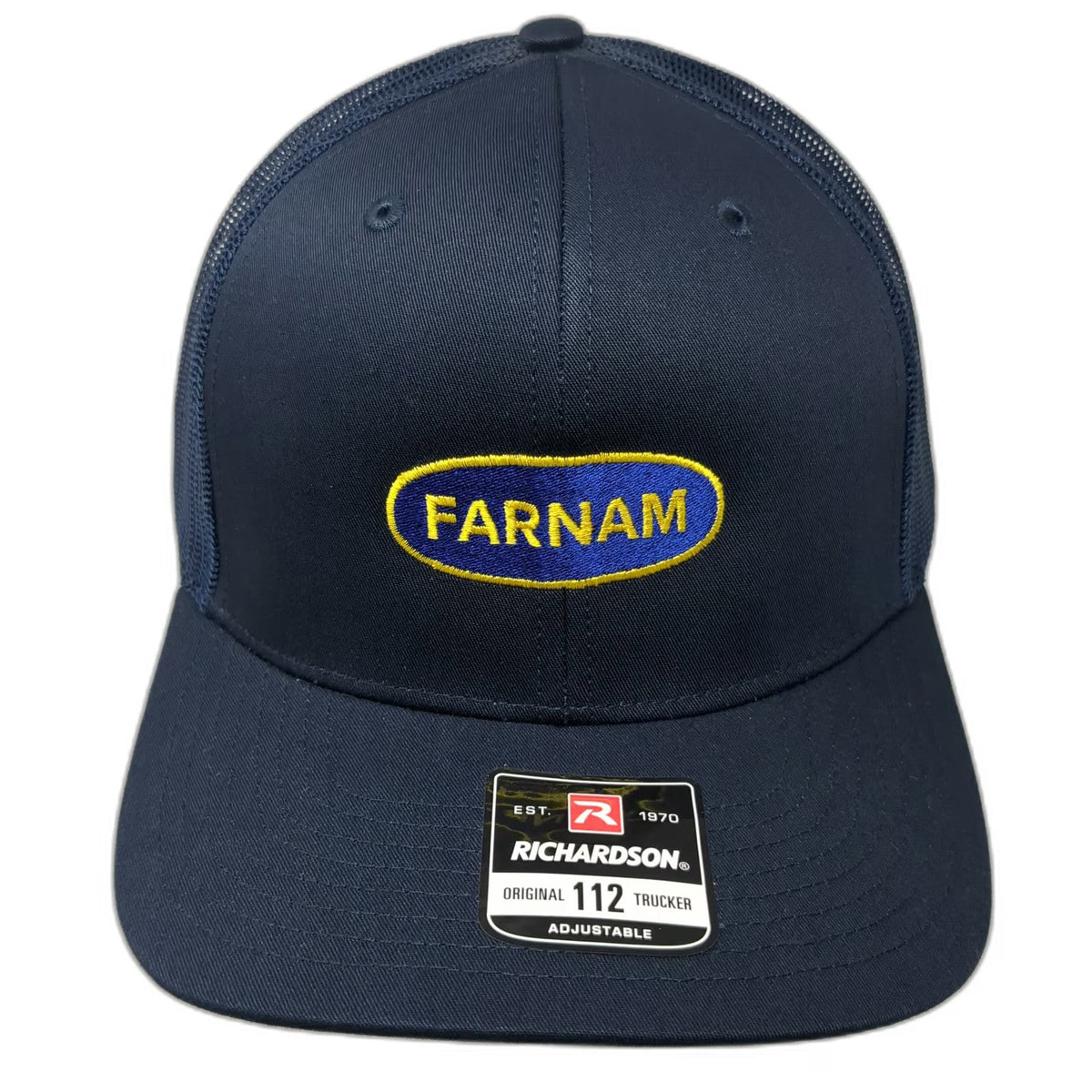 Richardson Trucker Hat Blue One Size Farnam Embroidered Patch Mesh Snapback 112