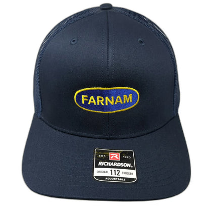 Richardson Trucker Hat Blue One Size Farnam Embroidered Patch Mesh Snapback 112