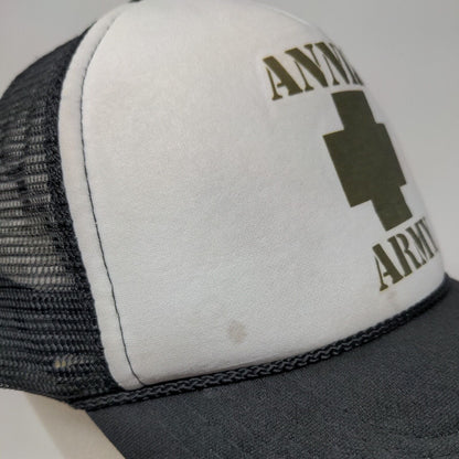 Annie's Army Snapback Trucker Hat Black OSFM Adjustable Mesh Back Rope Otto