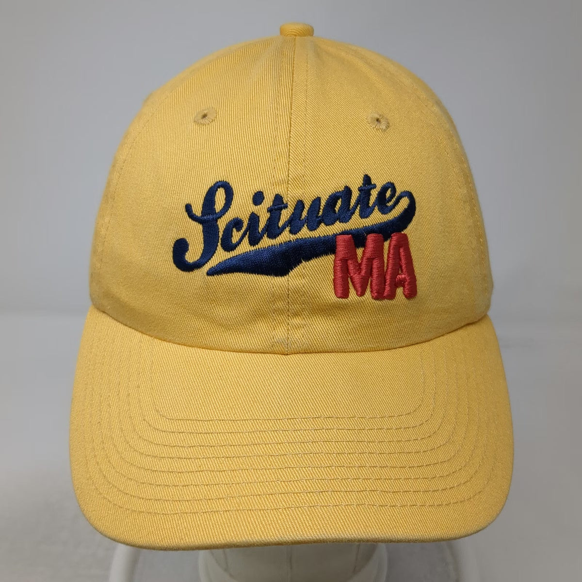 Perrin Baseball Cap Yellow OSFM Scituate MA Massachusetts Slideback Cotton Hat