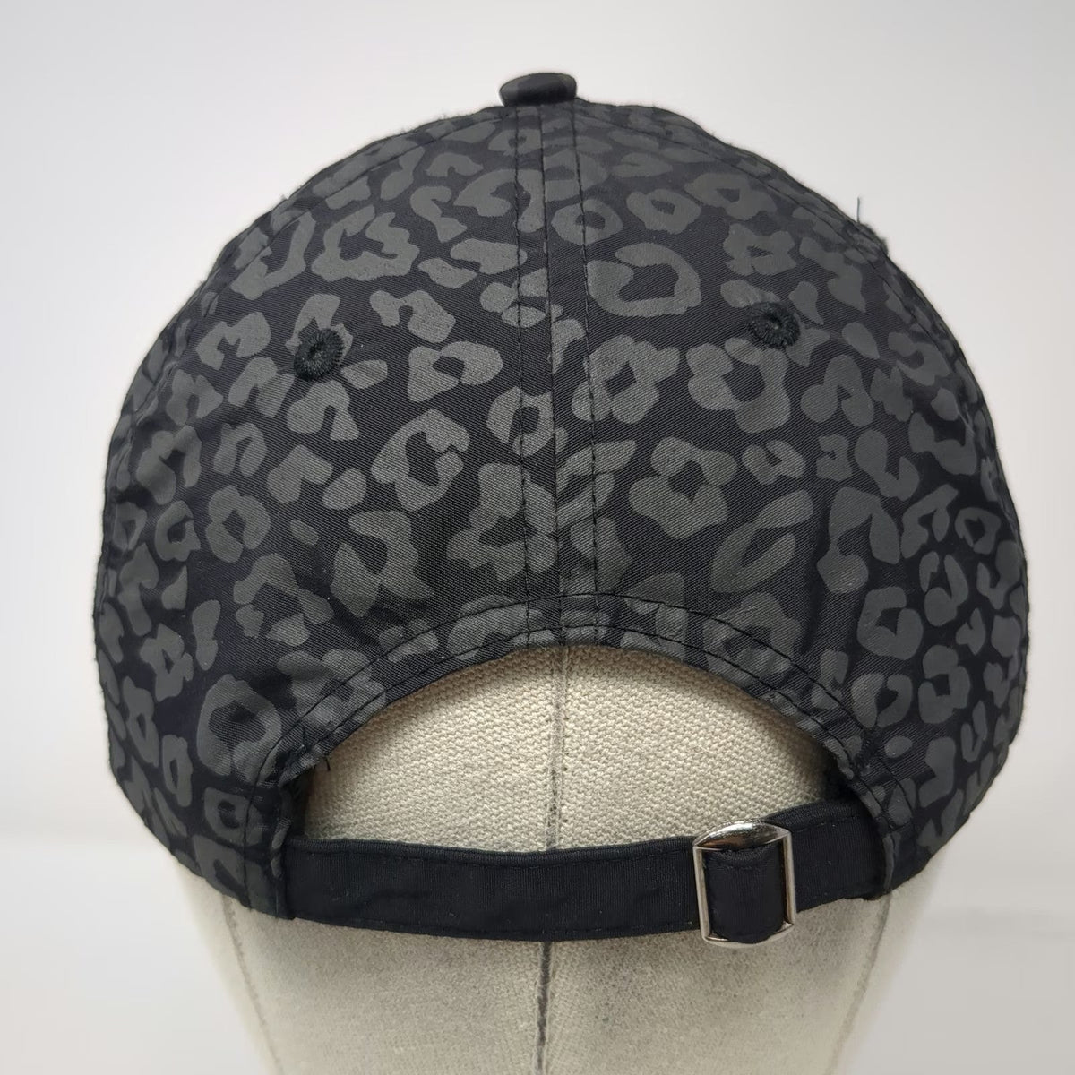 Athleta Baseball Cap Black Gray One Size Leopard Print Nylon Slideback Hat