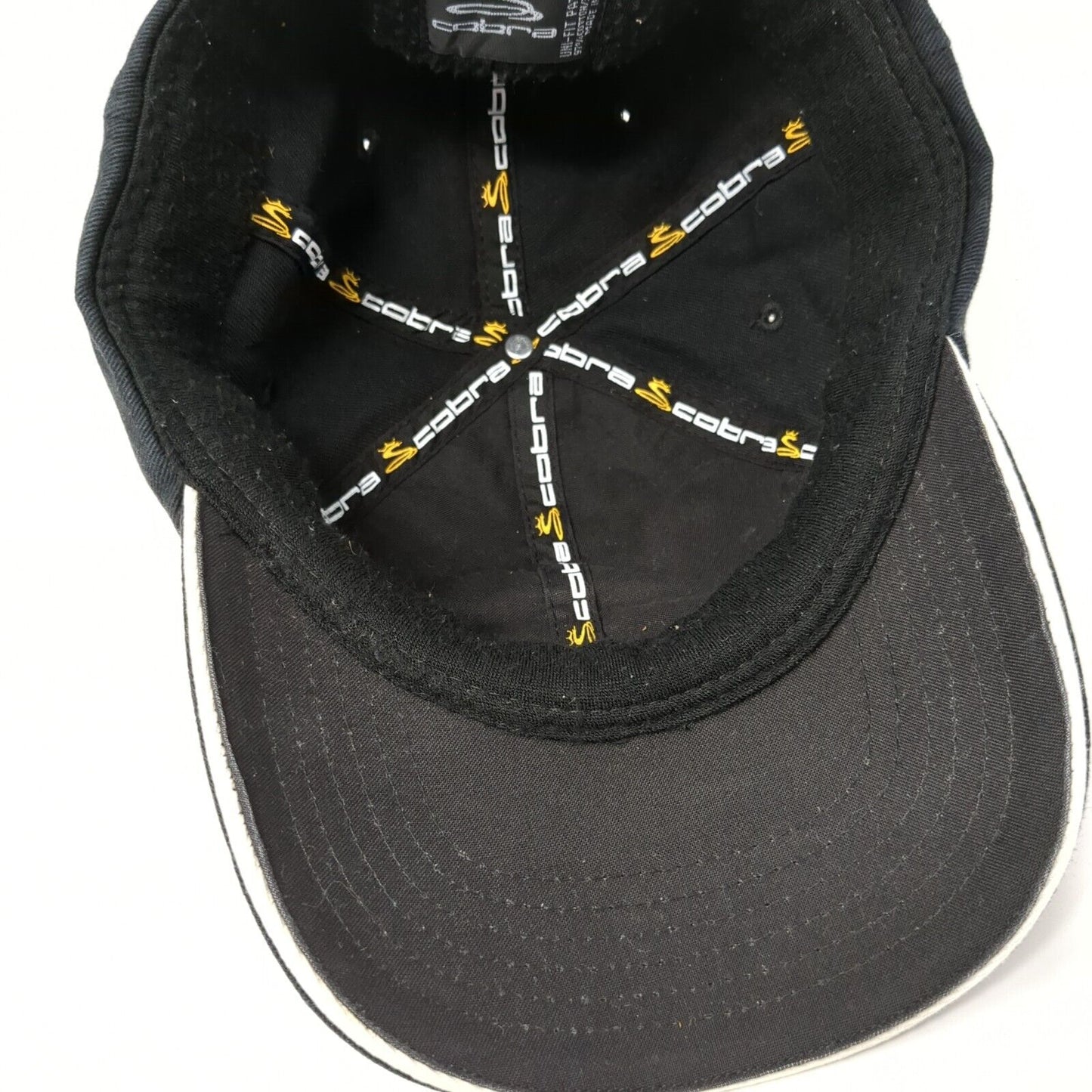 Cobra Fitted Hat Black One Size Adjustable Embroidered Vented Holes 6 Panel