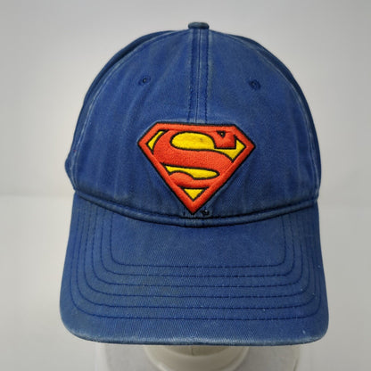 Superman Fitted Hat Blue One Size A-Flex Embroidered Vented Holes 6 Panel Anoma