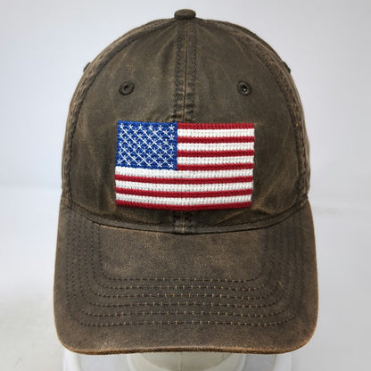 Cabela's Baseball Cap Brown One Size American Flag Strapback Outdoor Fishing Hat