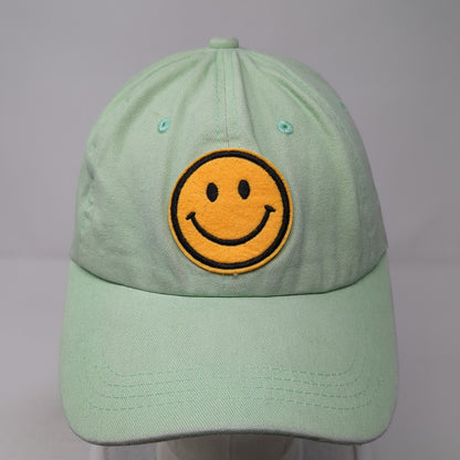 Smiley Face Patch Slideback Hat Green One Size Adjustable Vent Holes