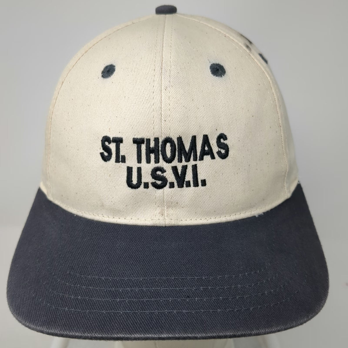 Del Sol Baseball Cap St Thomas USVI Beige Blue One Size Slideback Travel Hat