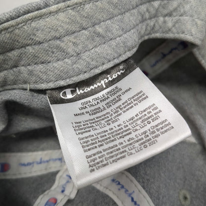 Champion 5 Panel Gray Hat One Size Jersey Fabric Script Logo Slideback C Logo