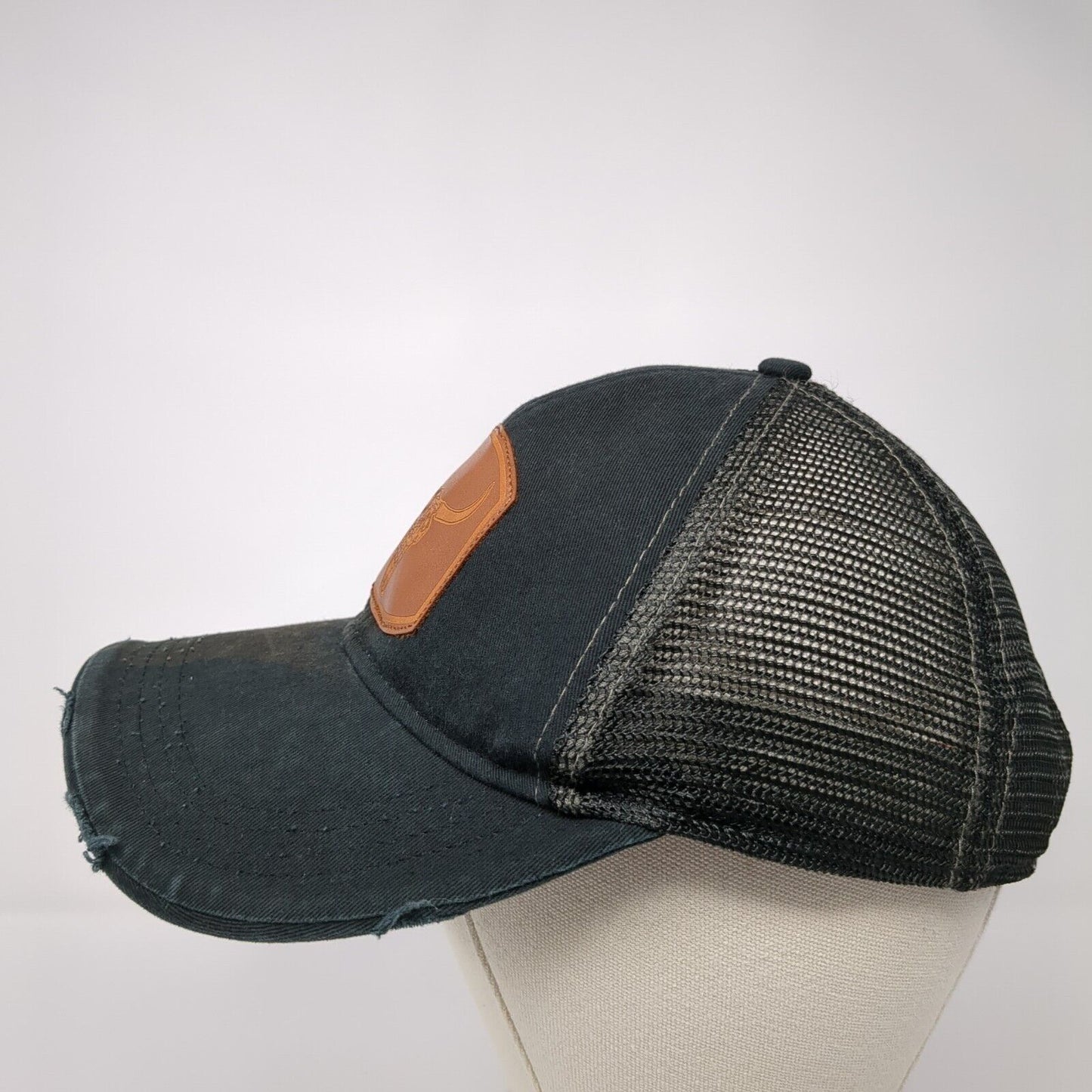 Longhorn Patch Snapback Trucker Hat Black One Size Mesh Back Shyanne