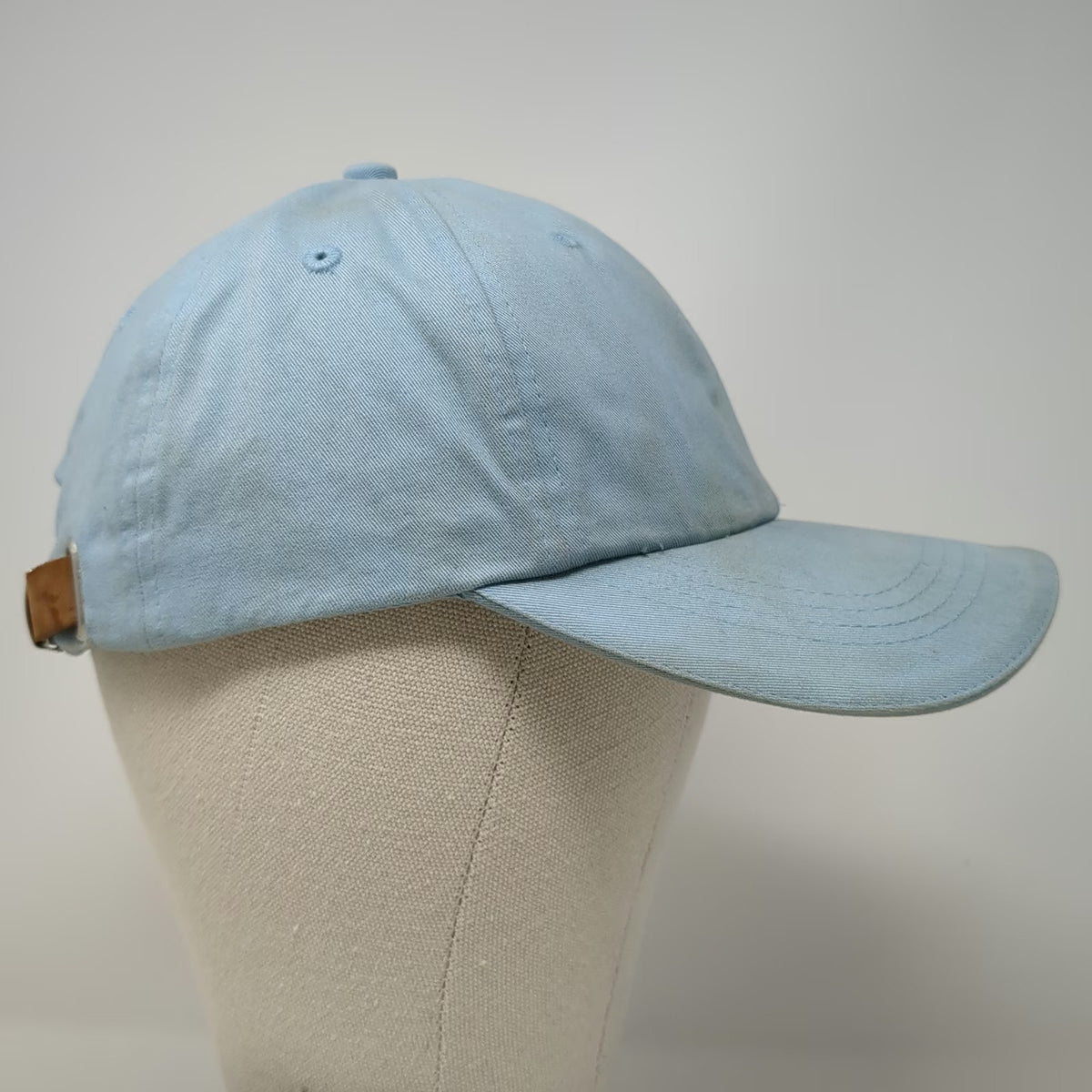 Baseball Cap Blue One Size Leather Strapback Plain Cotton Blank Curved Brim Hat