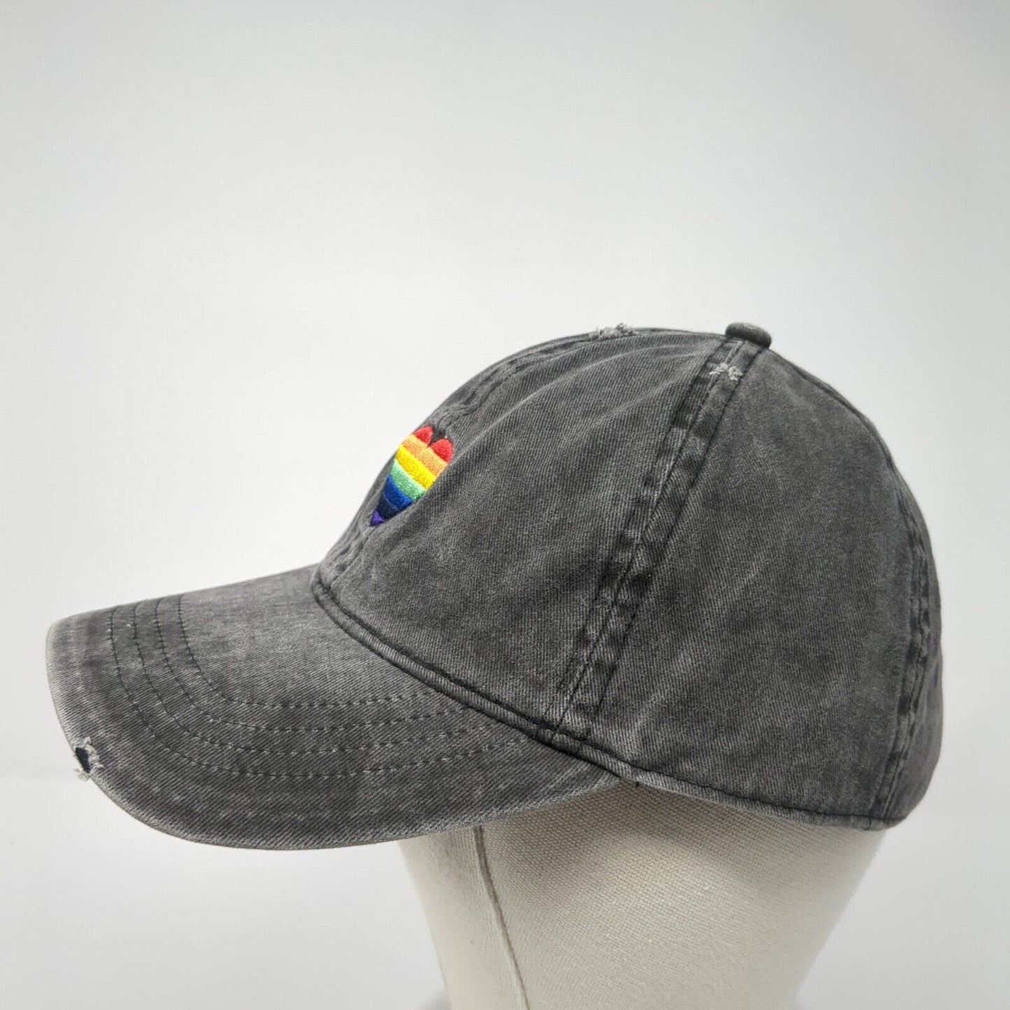 Rainbow Heart Slideback Hat Gray One Size Adjustable David And Young