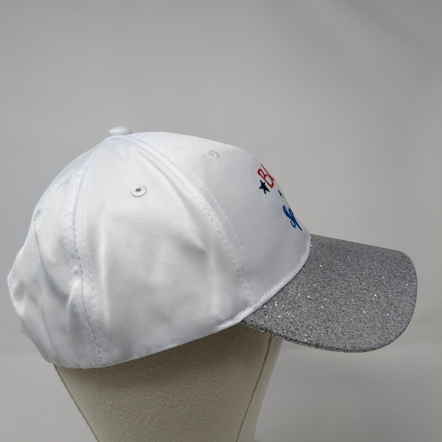 Born To Sparkle Strapback Hat White One Size Adjustable Glitter Embroidered