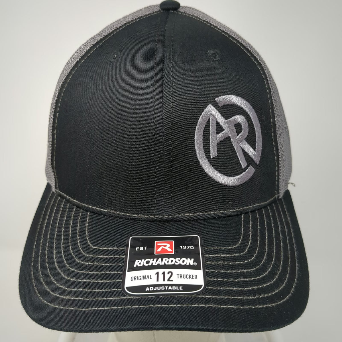 Richardson Trucker Hat Black One Size GoAutoRanch AR Logo Snapback Mesh 112
