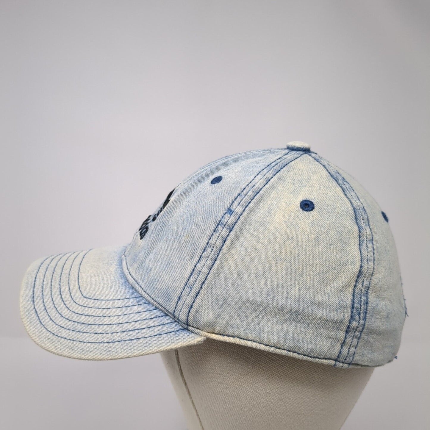 Adidas Slideback Baseball Cap Blue One Size Adjustable Embroidered Washed Denim