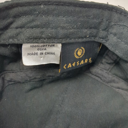 Caesars Black Army Cap One Size Side Zipper Embroidered Strapback Cotton Hat