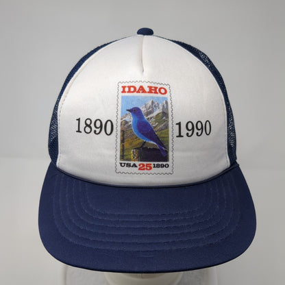 Idaho USA 25 1890-1990 Snapback Trucker Hat Blue One Size Adjustable Mesh Back