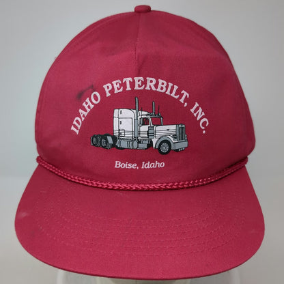Peterbilt Pink One Size 5 Panel Hat Idaho Boise Semi Truck Rope Snapback Graphic