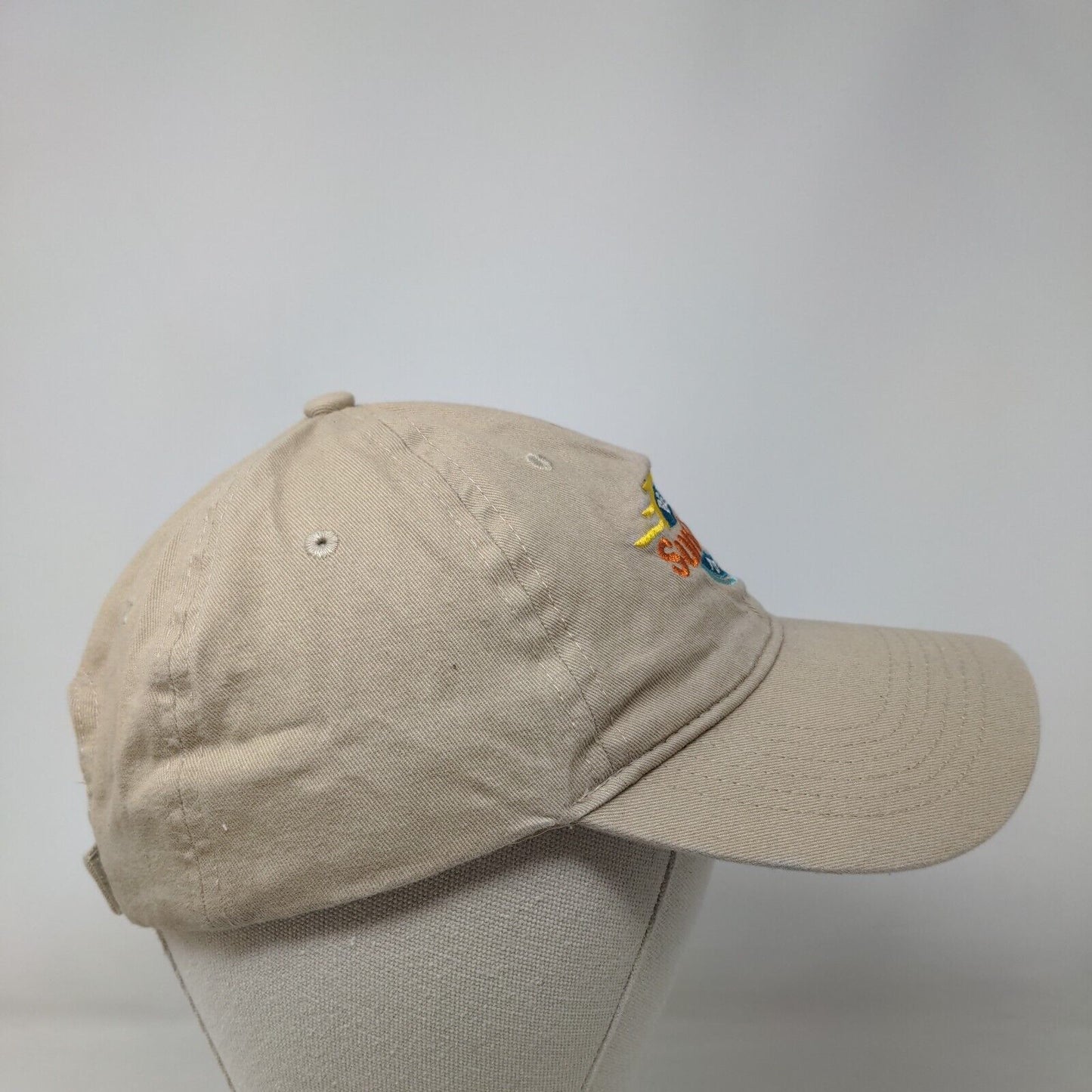 Beach To Burg SunRunner Strapback Hat Tan One Size Embroidered Big X