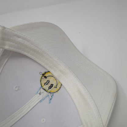 Smiley Crown Snapback Mesh Back Trucker Hat White Cream One Size 6 Panel