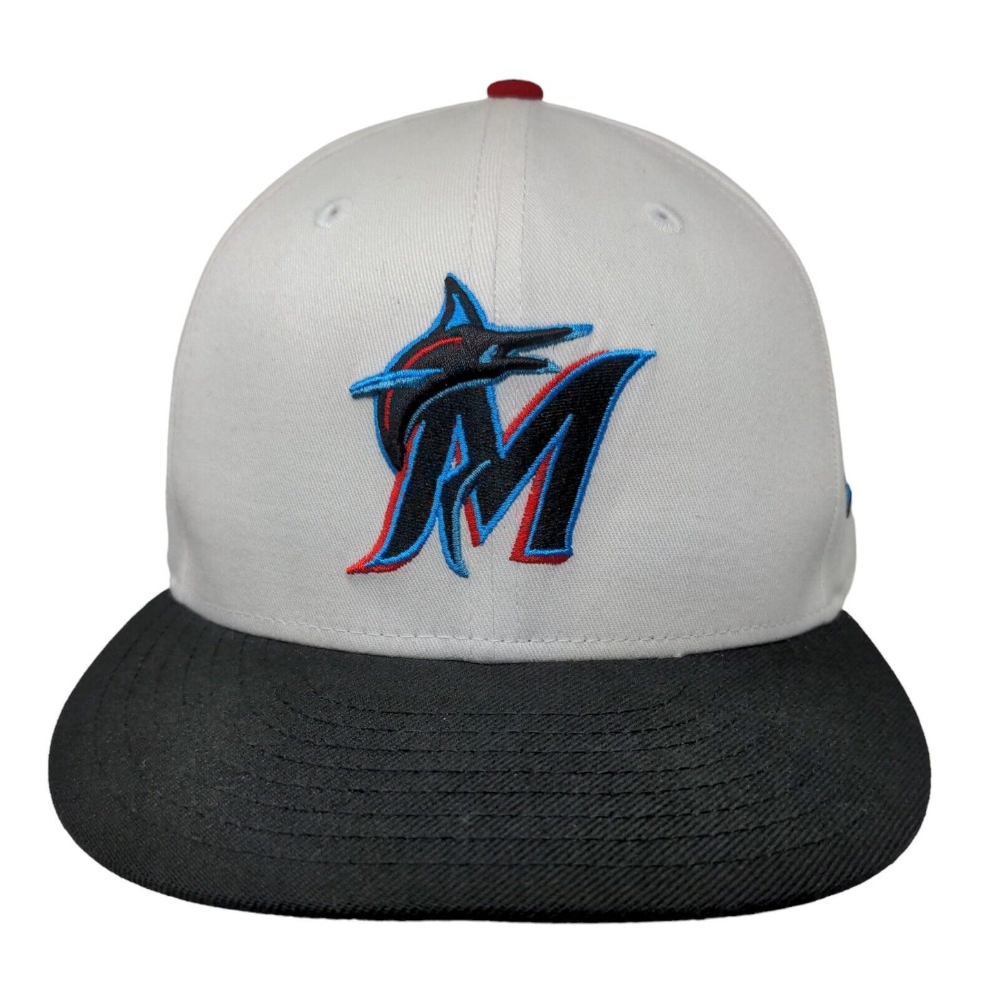 New Era Men's Flat Bill Snapback Hat White OSFM Florida Marlins MLB Cotton