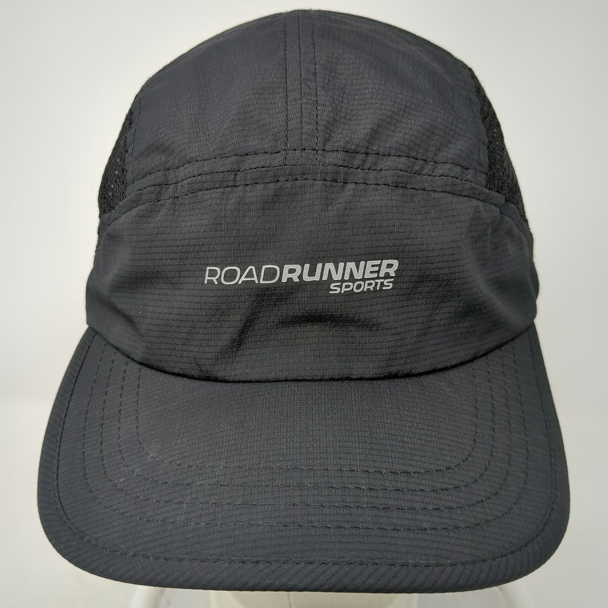 Roadrunner Sports 5 Panel Black One Size Hat Mesh Performance Bungee Toggle
