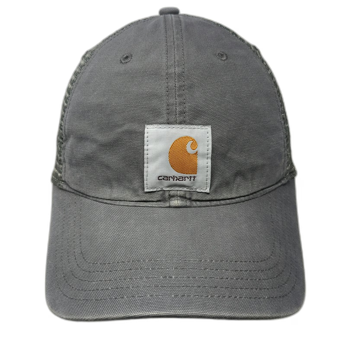 Carhartt Trucker Hat Gray One Size Mesh Back Snapback Logo Patch Canvas Workwear