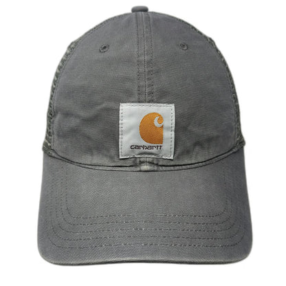 Carhartt Trucker Hat Gray One Size Mesh Back Snapback Logo Patch Canvas Workwear