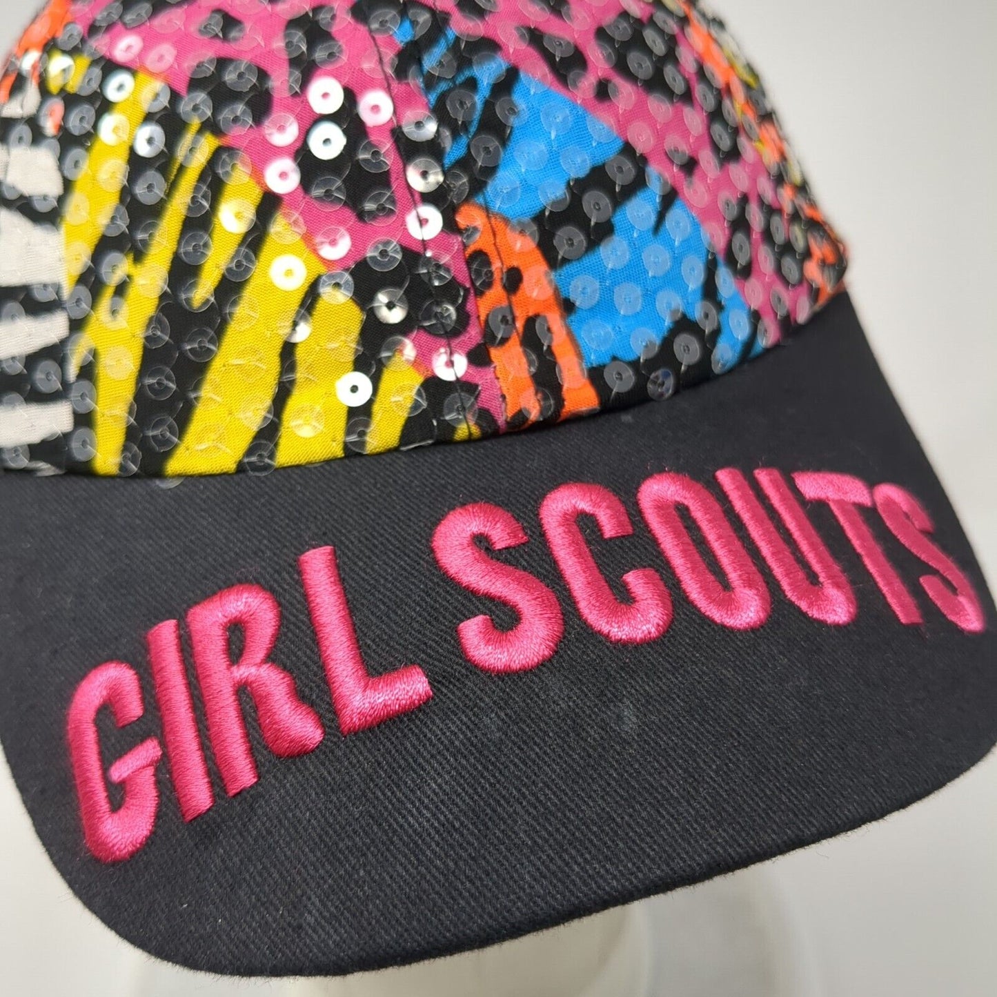Girl Scouts Snapback Hat Multicolor OS Adjustable Embroidered Colorful Sequin