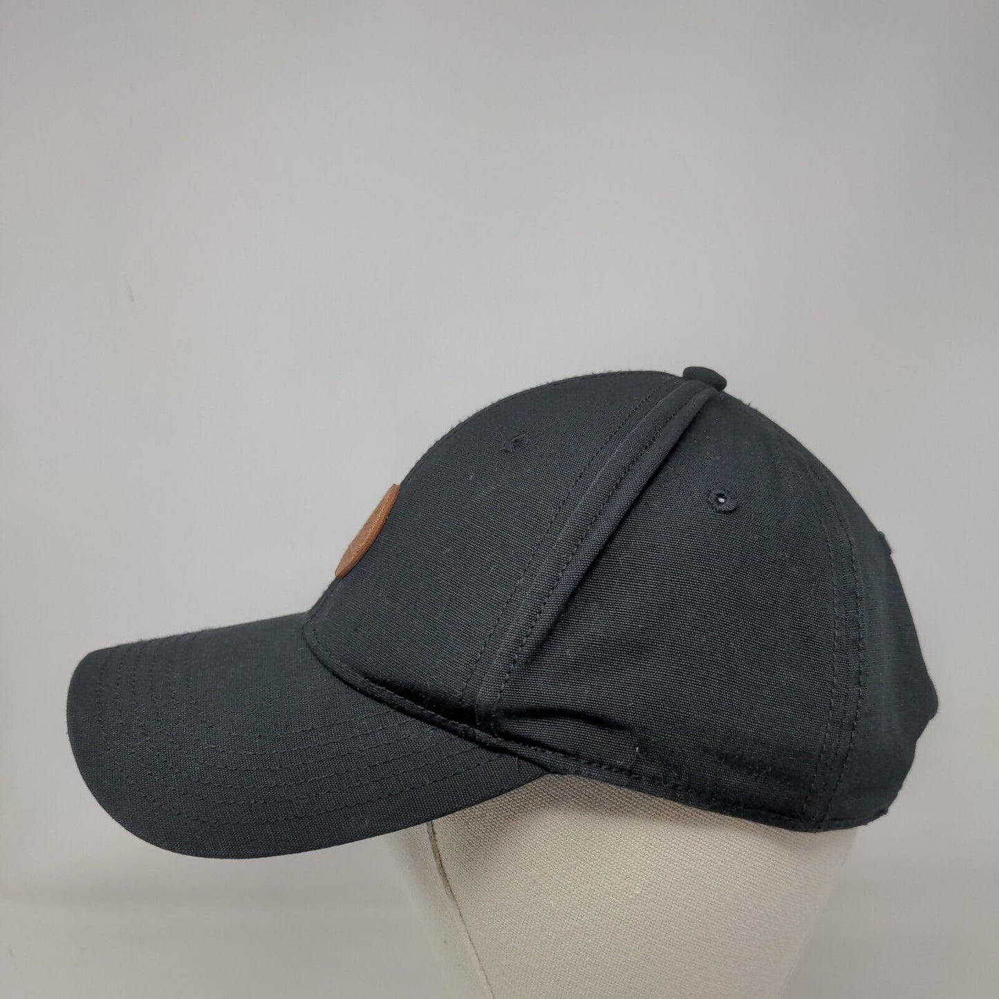 Timberland Leather Patch Strapback Hat Black One Size Adjustable Solid